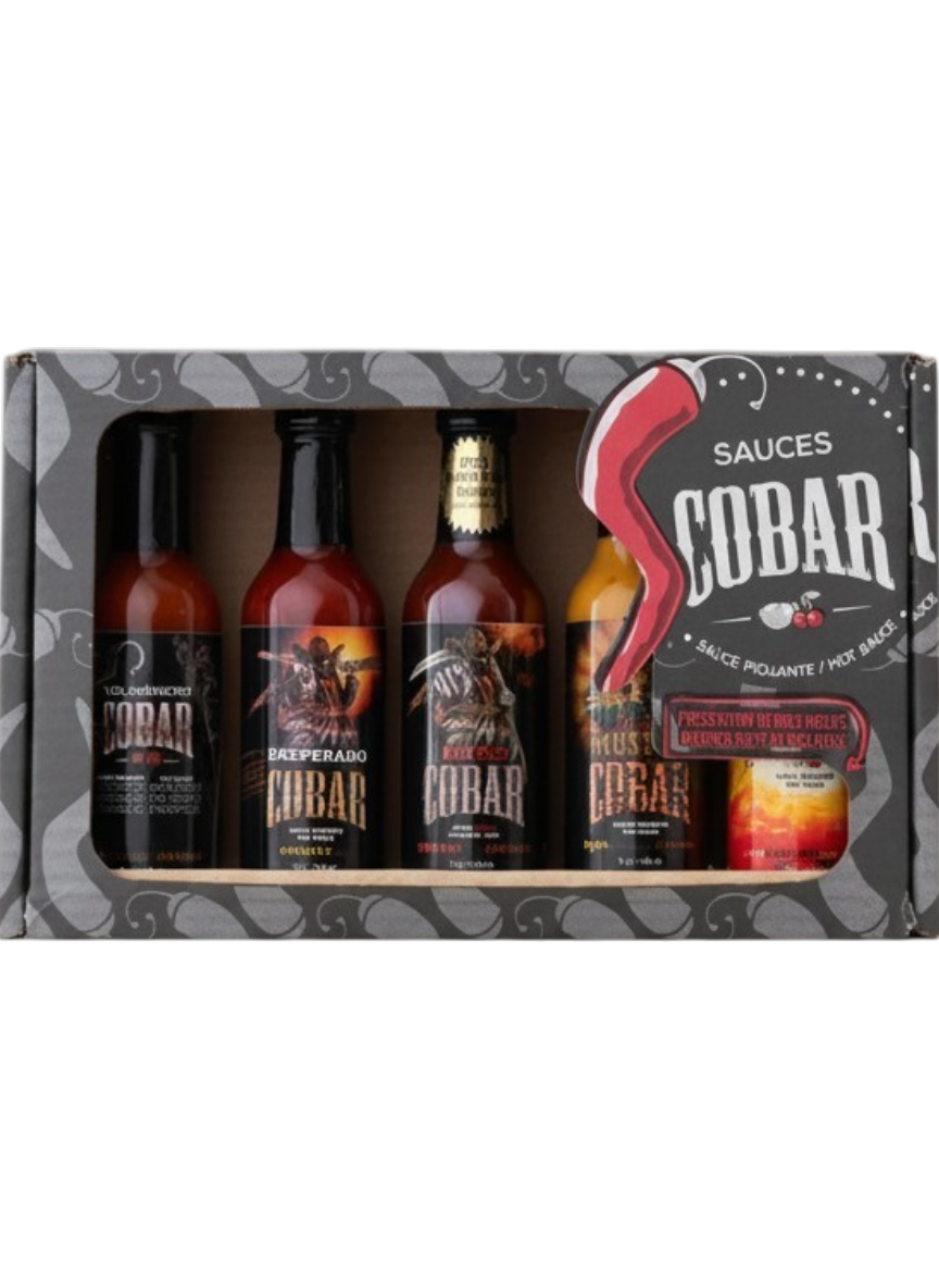 COBAR PACKS | 5 HOT SAUCES AND WOODEN DISPLAY STAND