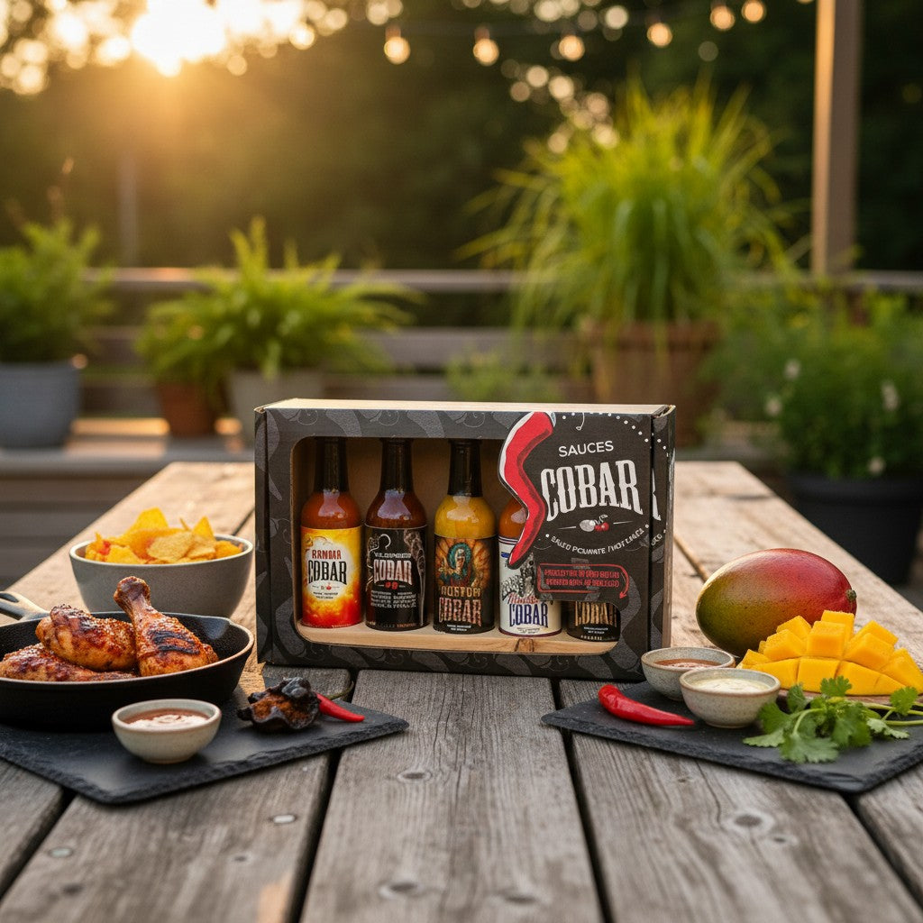 COBAR PACKS | 5 HOT SAUCES AND WOODEN DISPLAY STAND